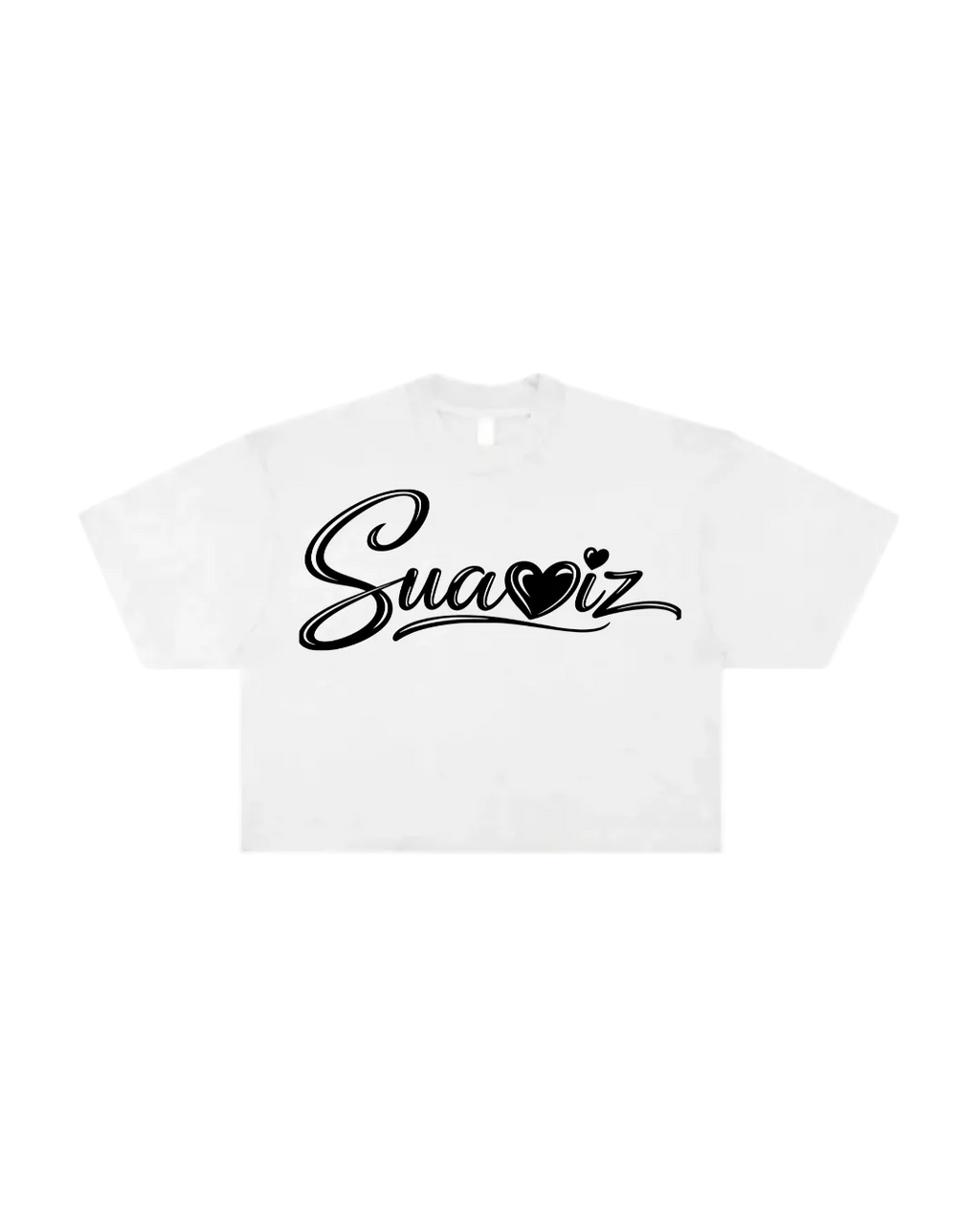 WOMEN’S SUAVIZ LOGO CROPPED TEE (WHITE)