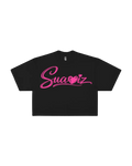 WOMEN’S SUAVIZ LOGO CROPPED TEE (BLACK)